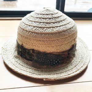 feather trimmed sun hat